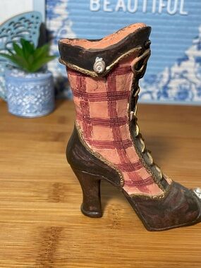Vintage Resin Victorian Style Boot Figurine